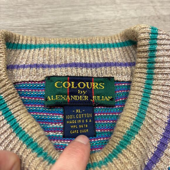 Vintage Colours Alexander Julian 3D Knit Sweater Men's XL Grandpa - Picture 4 of 8